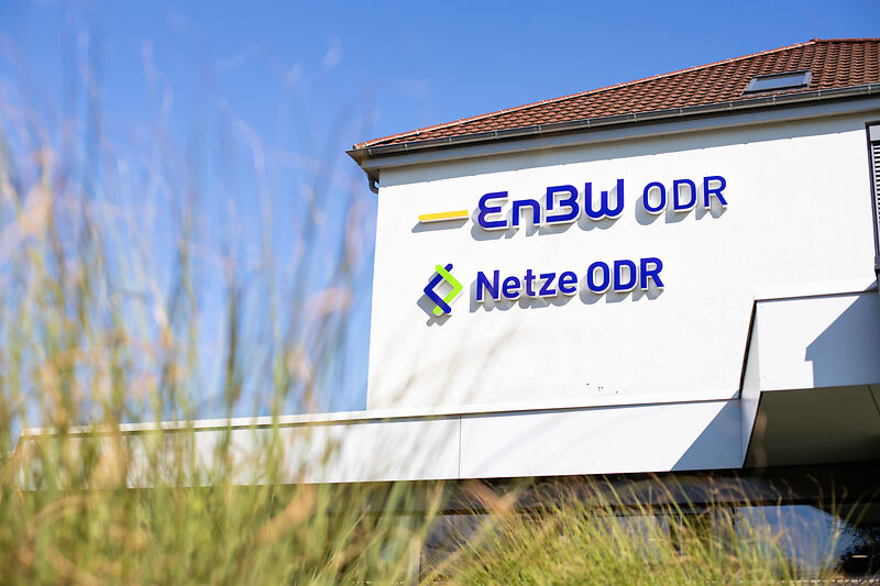 Hauptgebäude der EnBW ODR AG in Ellwangen - Nahaufnahme
