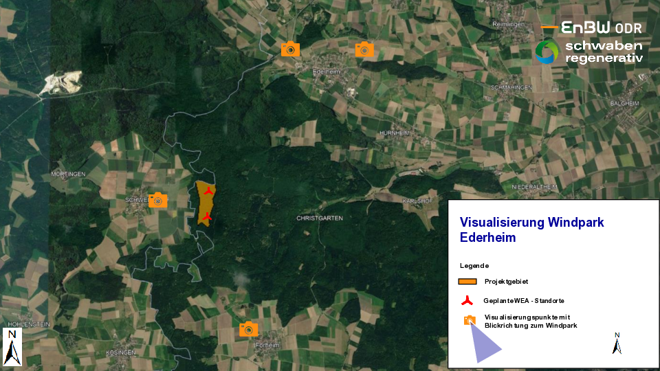 Visualisierung des Windpark Ederheim in einem PDF-Dokument mit echten Fotos inklusive Einzeichnungen
