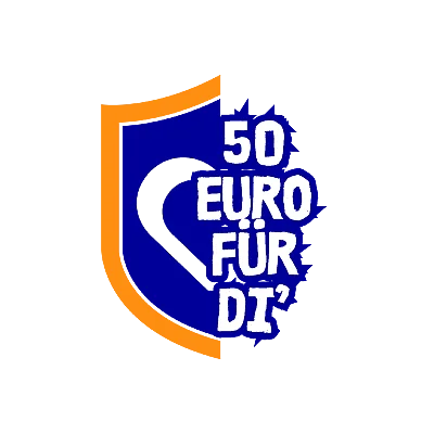 Neukundenwappen der Aktion Vereine werben Kunden mit dem Text "50 EURO FÜR DI´"