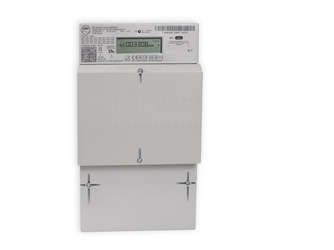 Eine moderne Messeinrichtung vor weißem Hintergrund.