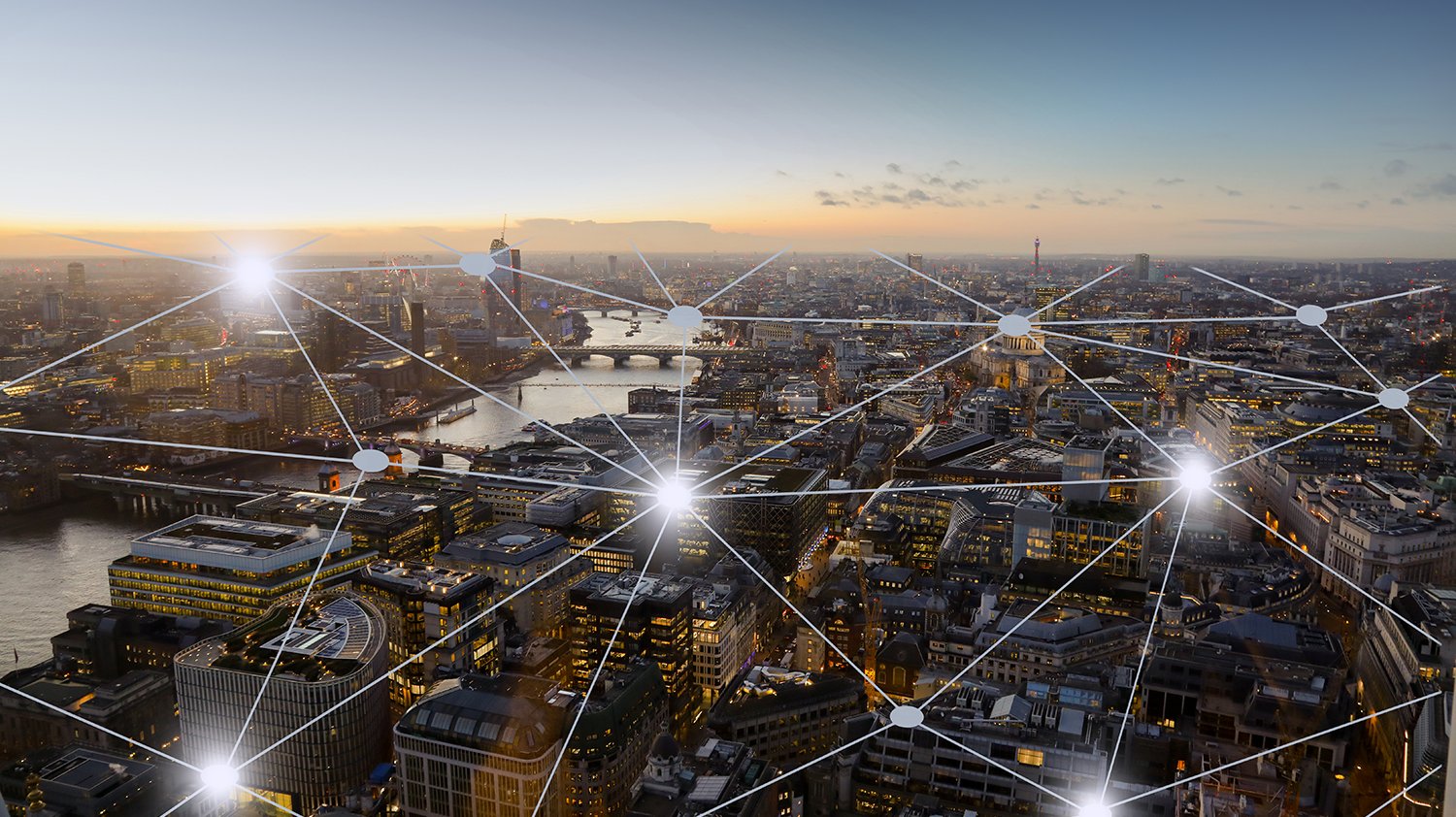 London mit Lichtpunkten vernetzt 