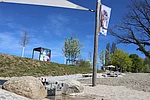 Der Wasserspielplatz der EnBW ODR auf dem Gelände der Landesgartenschau in Ellwangen 2026 bei sonnigem Wetter