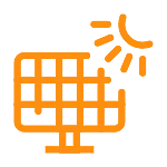 Schematische Darstellung eines Solarmoduls und Sonnenstrahlen